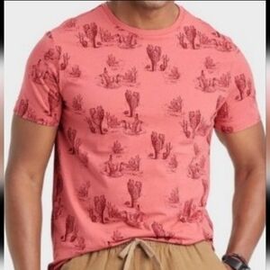 Men's Printed Novelty T-Shirt Goodfellow & Co Dark Pink/Cactus Size Medium